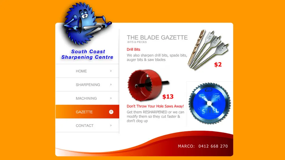 South Coast Sharpening - Web Design Shipwreck Studio