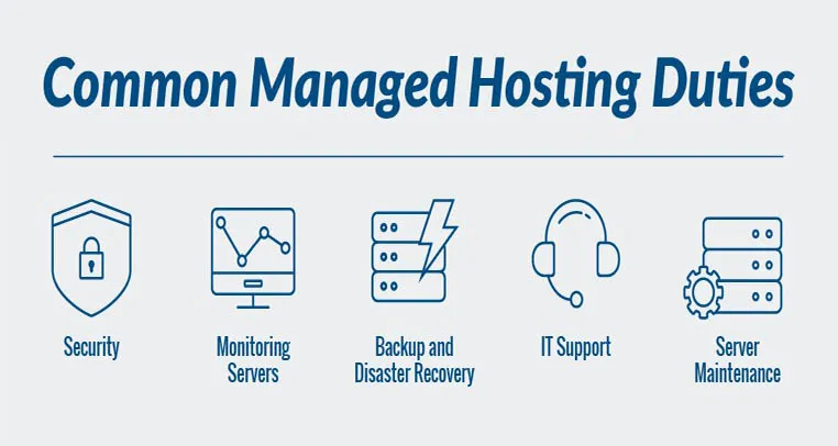 Managed hosting duties: security, monitoring, backup and disaster recovery, IT support, server maintenance