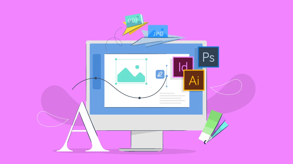 Graphic design tools and sketches on a designer's desk